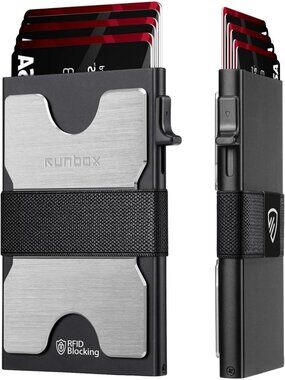 〽️Men Silver Slim 6+6 Card Holder Minimalist RFID Blocking Wallet